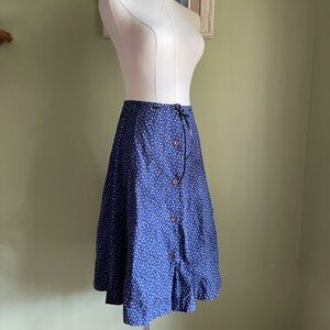 Vintage 70s Ditsy Floral Prairie Skirt with Ribbon Waistband